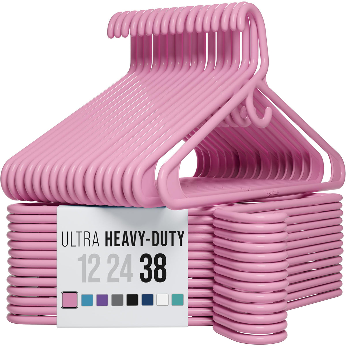 NEATERIZE Thick Heavy Duty Hangers - White Plastic Clothes Hangers 24 Pack - Great for Coat Hanger, Jackets Jeans & Suit Hanger for Closet - New Apartment Essentials Percheros Ganchos para Colgar Ropa