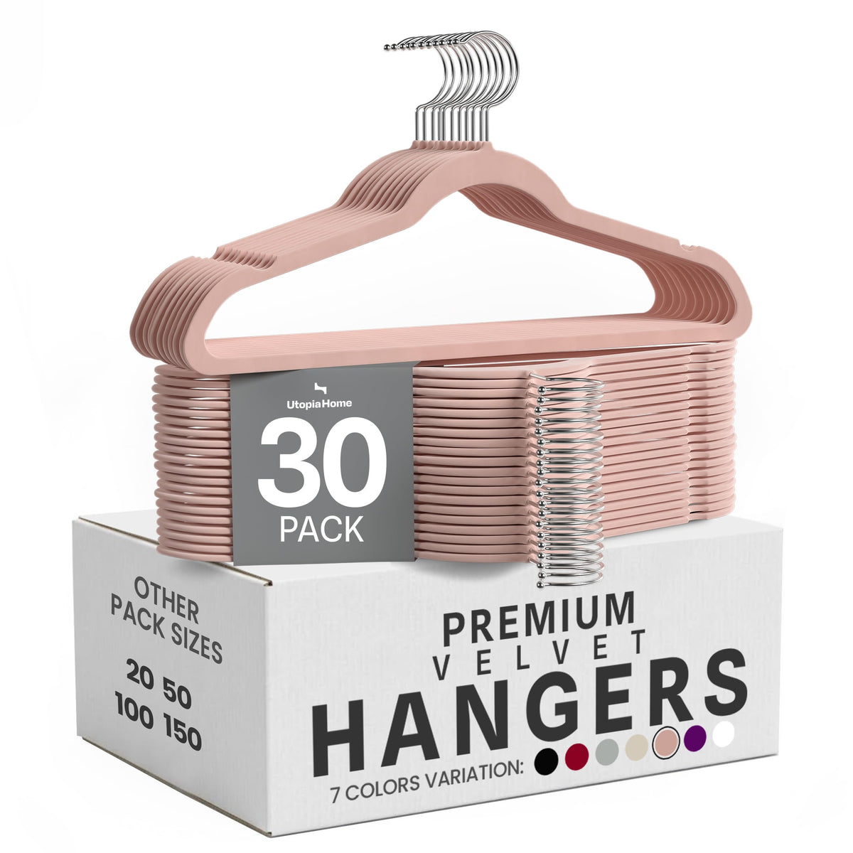 Utopia Home Velvet Hangers, Black, 50 Pack