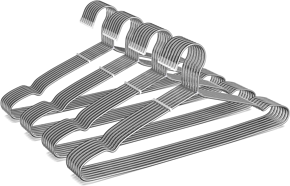 TIMMY 40 Pack Stainless Steel Wire Clothes Hangers, 16.5 in, Silver