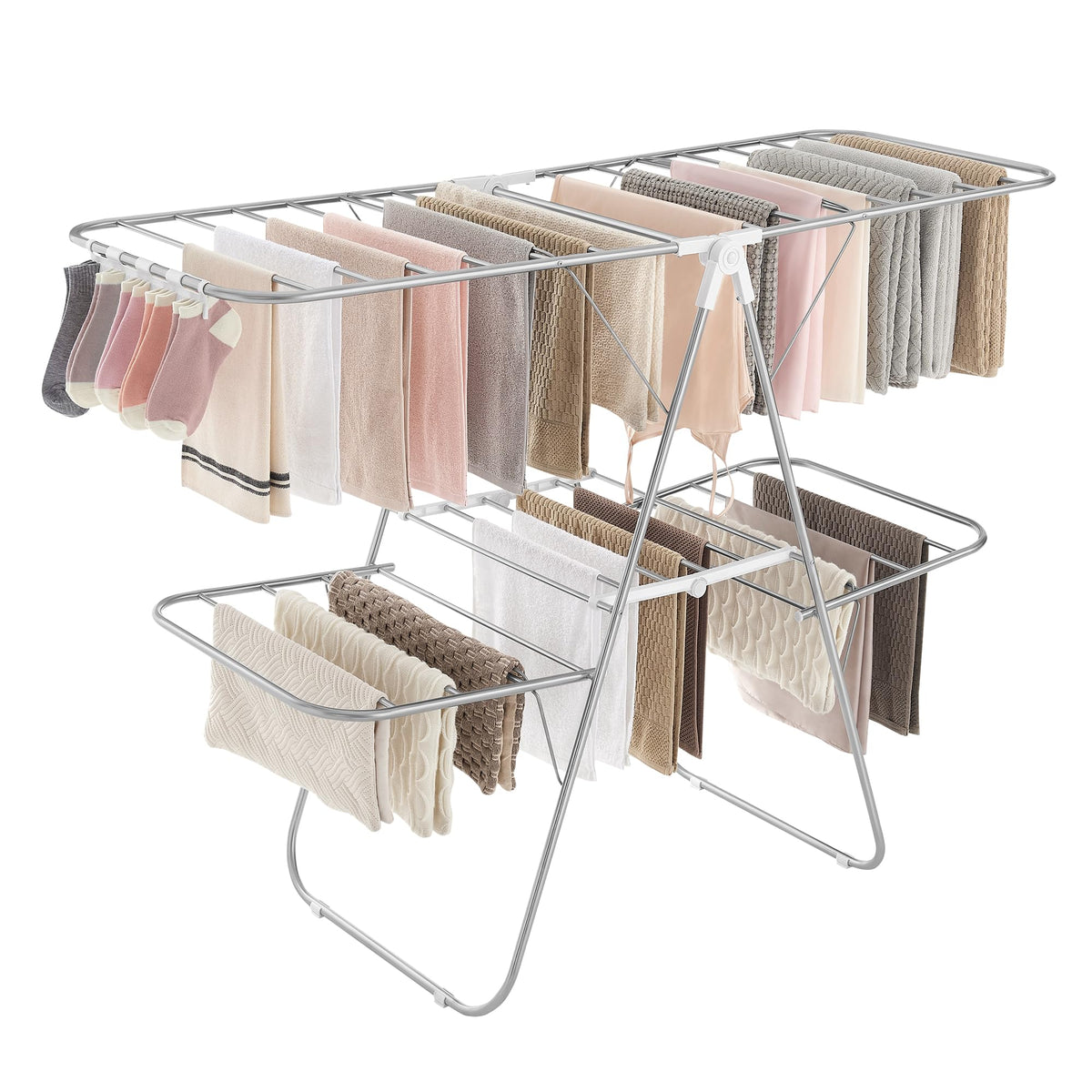 SONGMICS Clothes Drying Rack, Foldable Space-Saving Laundry Drying Rack
