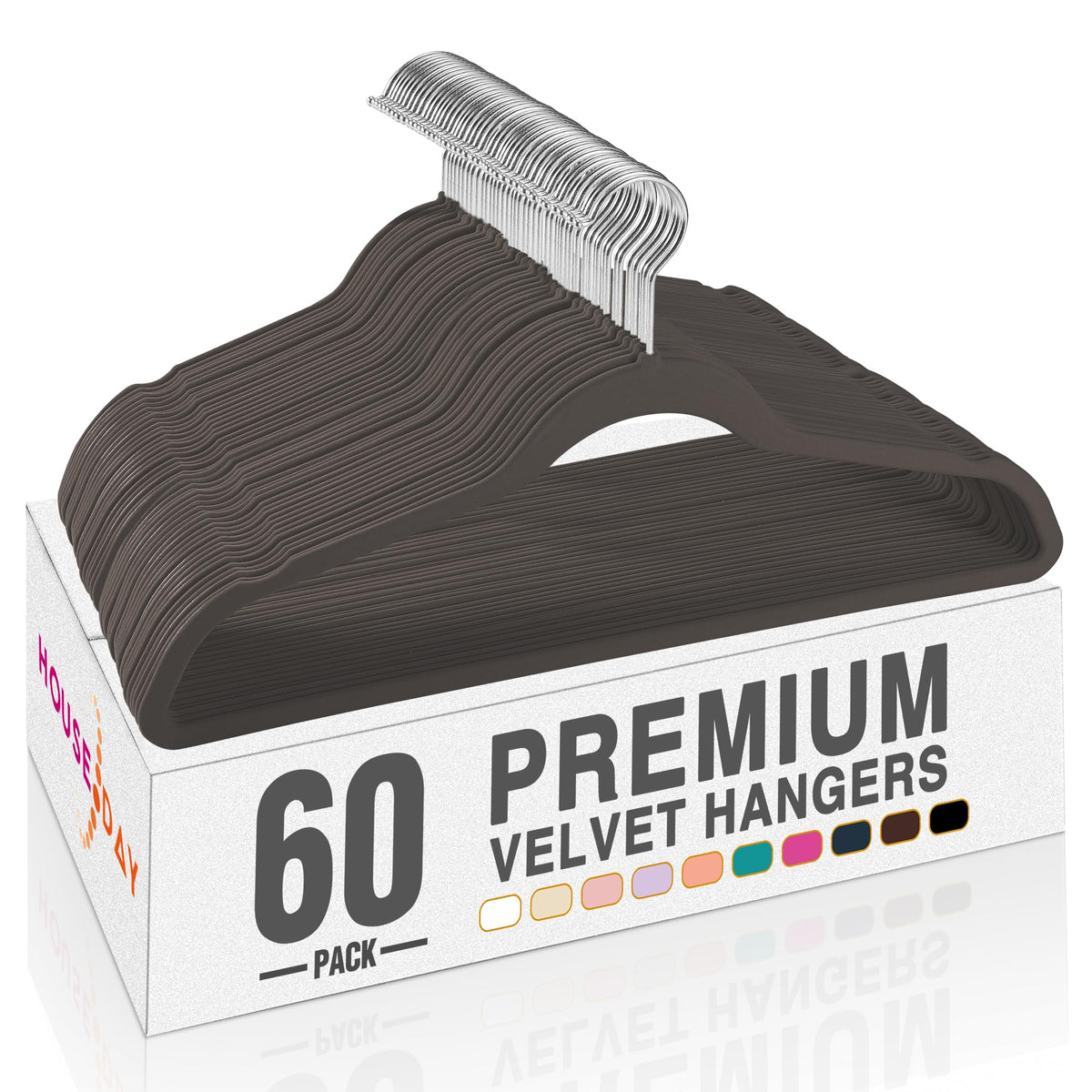 HOUSE DAY Black Velvet Hangers 60 Pack, Premium Non Slip Clothes Hangers