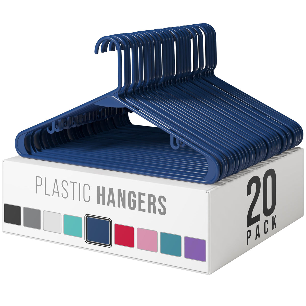Plastic Hangers 20 Pack Black - Clothes Hangers - Makes The Perfect Coat Hanger and General Space Saving Hangers for Closet and New Apartment Essentials - Percheros Ganchos para Colgar Ropa Hangars