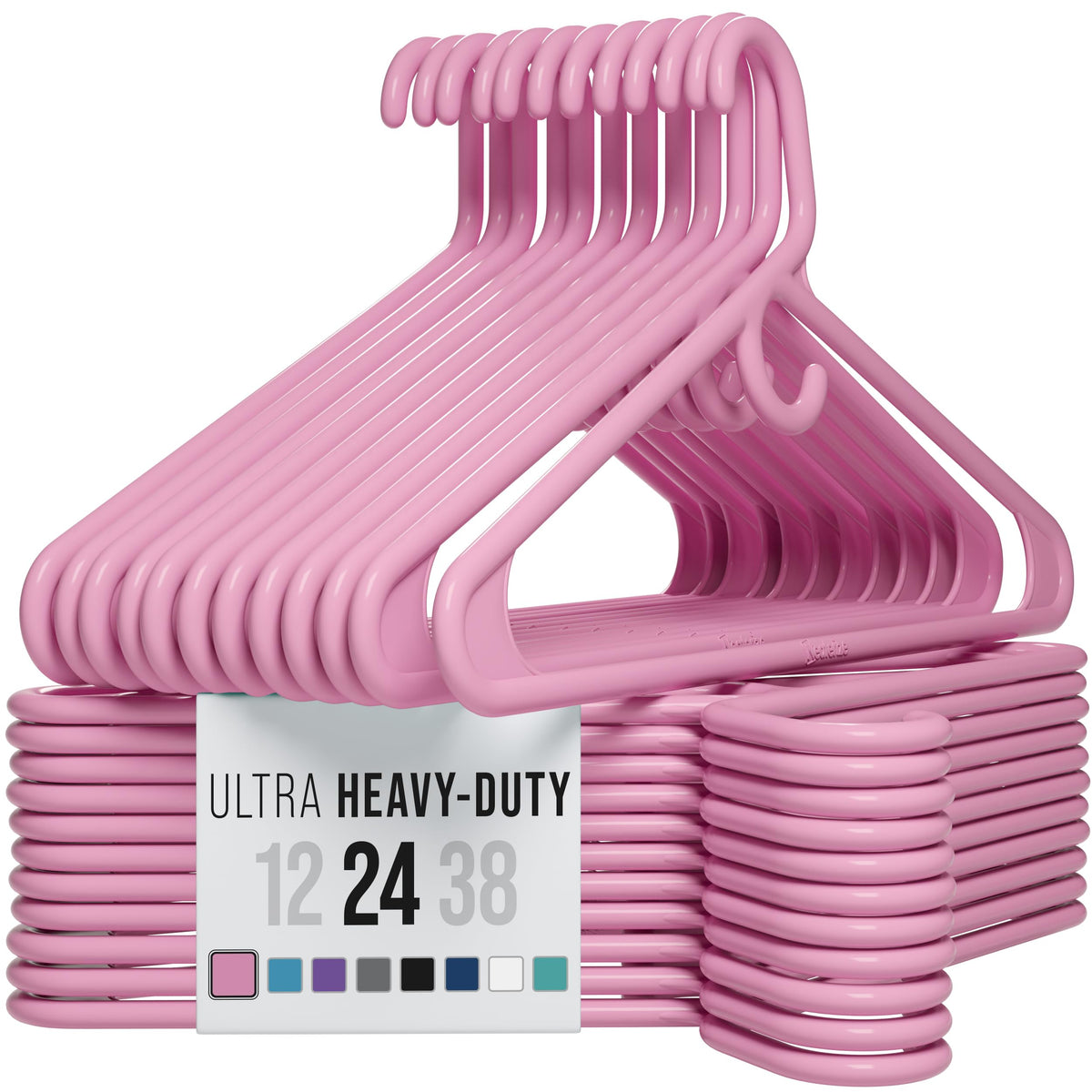 NEATERIZE Thick Heavy Duty Hangers - White Plastic Clothes Hangers 24 Pack - Great for Coat Hanger, Jackets Jeans & Suit Hanger for Closet - New Apartment Essentials Percheros Ganchos para Colgar Ropa