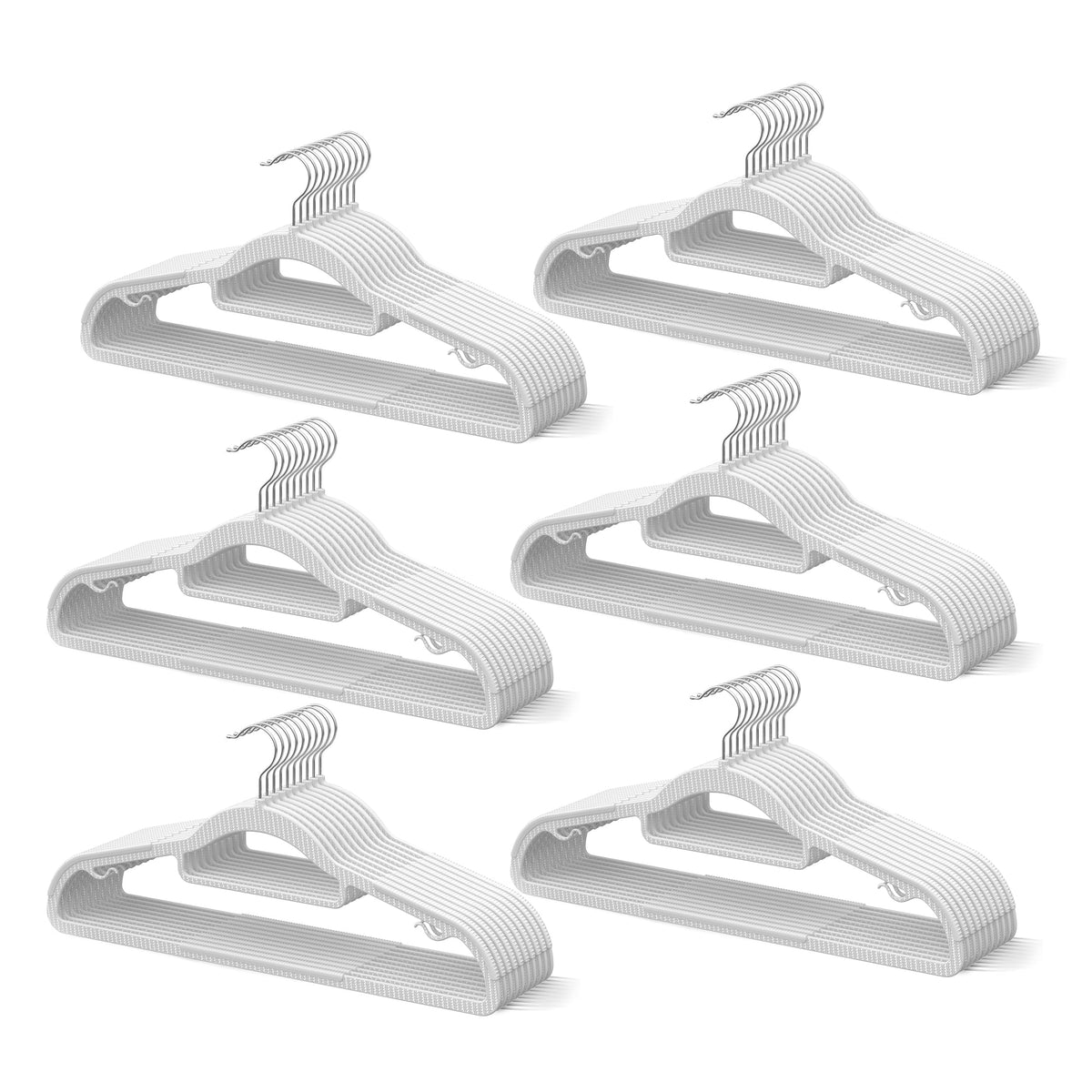 60 Pack Heavy Duty Plastic Hangers, Non Slip Clothes Hangers with Rubber Pads and 360° Hook - Thin Space Saving Hanger, Closet Organizer for Shirt, Pants, Suit, Skirt,Coat - Gray