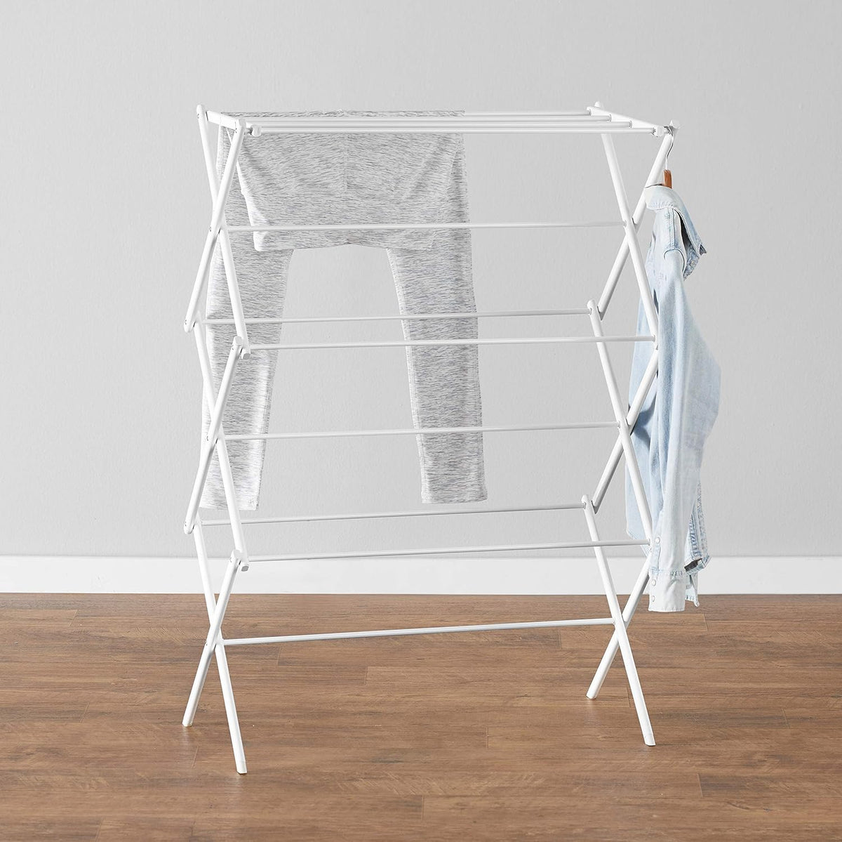 Amazon Basics Foldable Portable Clothes Drying Rack for Indoor Air Drying, Collapsible Design, 14.5" D x 29.5" W x 41.8" H, White