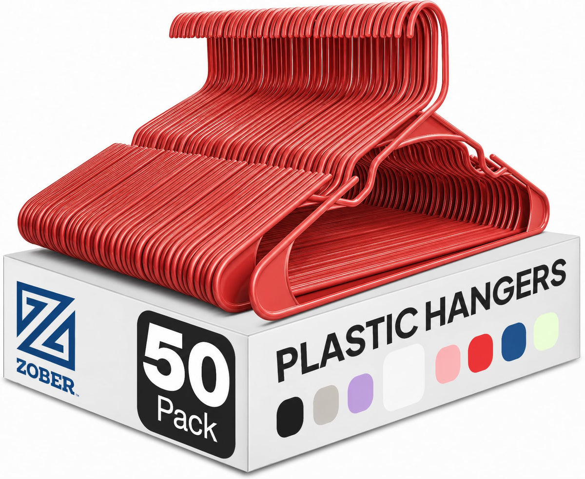 Clothes Hangers - White, Plastic Hangers 50 Pack for Shirts, Dresses, and Pants - Durable, Flexible Plastic Clothing Hangers