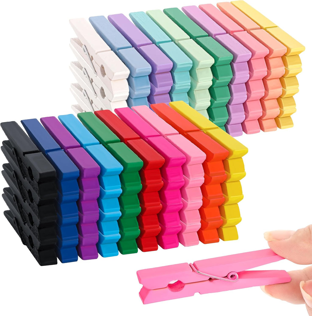 80 Pcs Colored Wooden Clothes Pins 2.9 Inch DIY Crafts Clips
