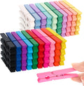 80 Pcs Colored Wooden Clothes Pins 2.9 Inch DIY Crafts Clips