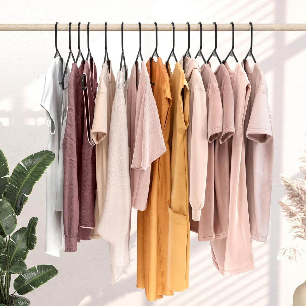 Plastic Hangers 20 Pack Black - Clothes Hangers - Makes The Perfect Coat Hanger and General Space Saving Hangers for Closet and New Apartment Essentials - Percheros Ganchos para Colgar Ropa Hangars