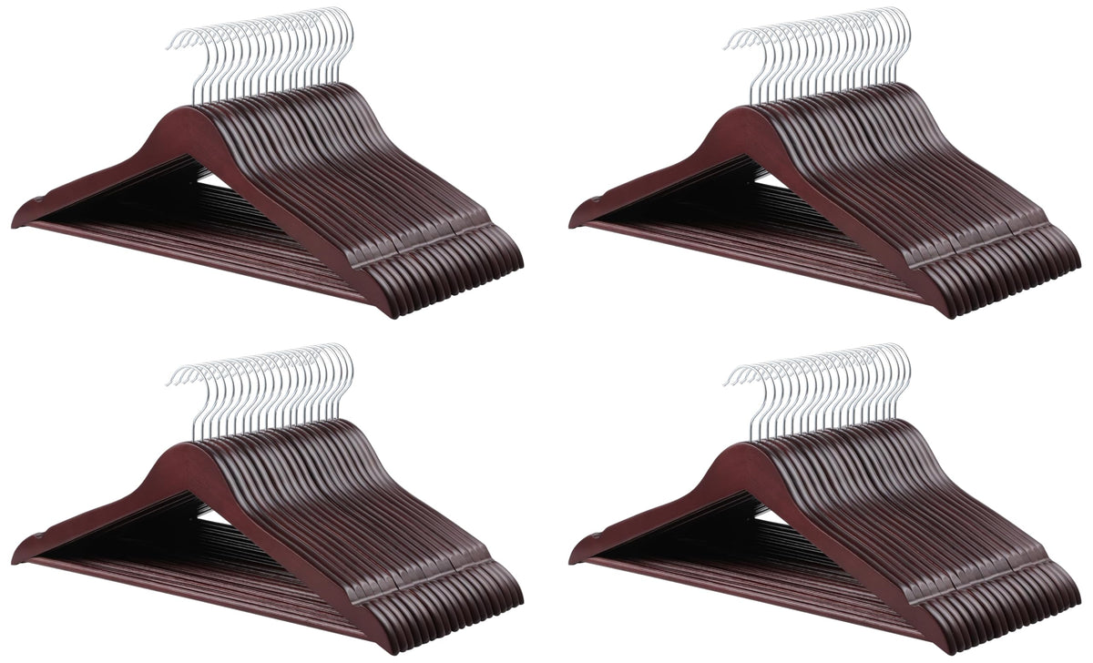 Amazon Basics Durable Wooden Suit Clothes Hangers, Closet Organizer, Cherry, 20-Pack
