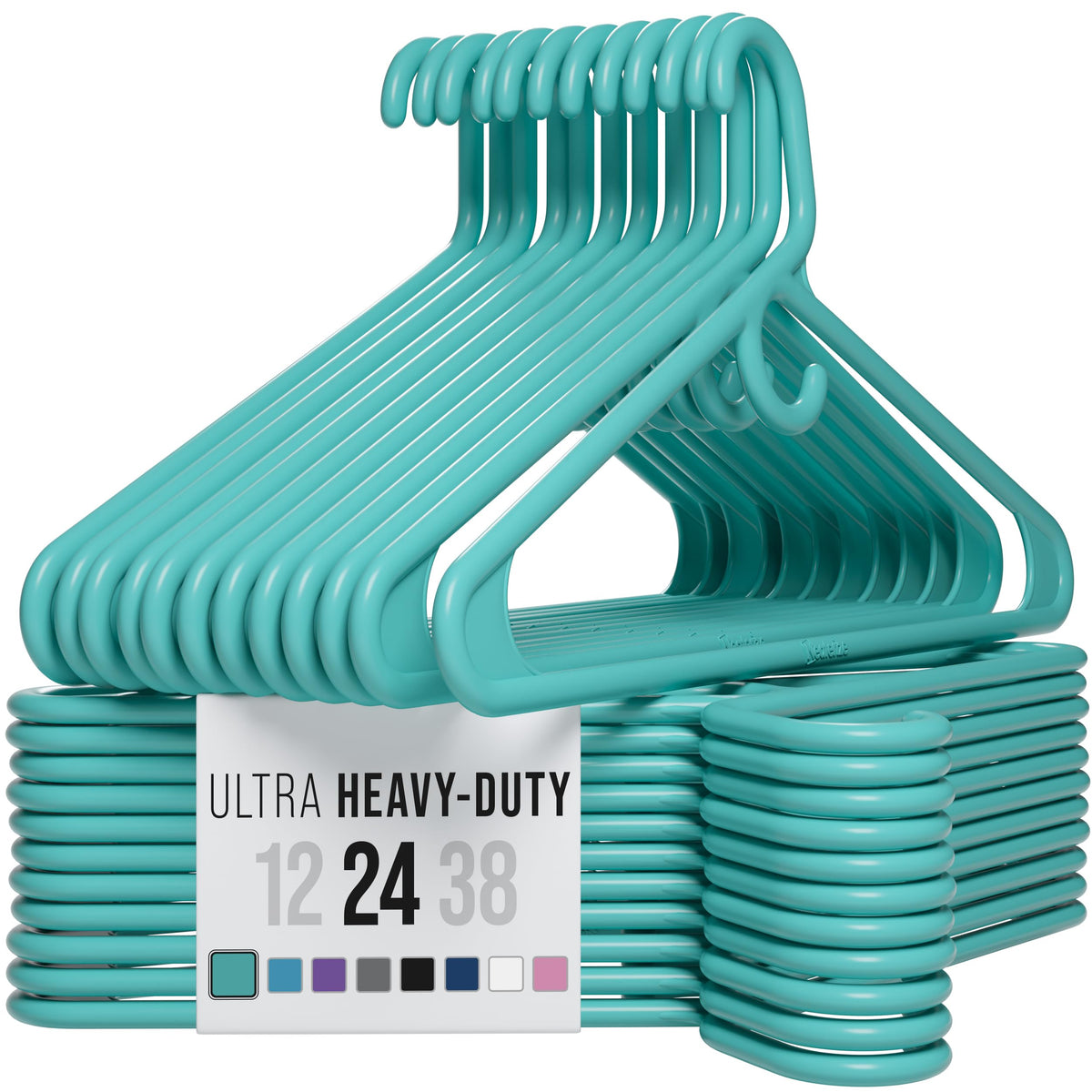 NEATERIZE Thick Heavy Duty Hangers - White Plastic Clothes Hangers 12 Pack - Great for Coat Hanger, Jackets Jeans & Suit Hanger for Closet - New Apartment Essentials Percheros Ganchos para Colgar Ropa