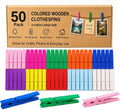TONOS Wooden Clothespins 50 Pack, 2.9 Inch Colored Clothes Pins for Crafts