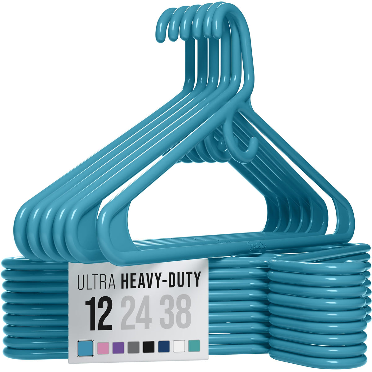 NEATERIZE Thick Heavy Duty Hangers - White Plastic Clothes Hangers 24 Pack - Great for Coat Hanger, Jackets Jeans & Suit Hanger for Closet - New Apartment Essentials Percheros Ganchos para Colgar Ropa