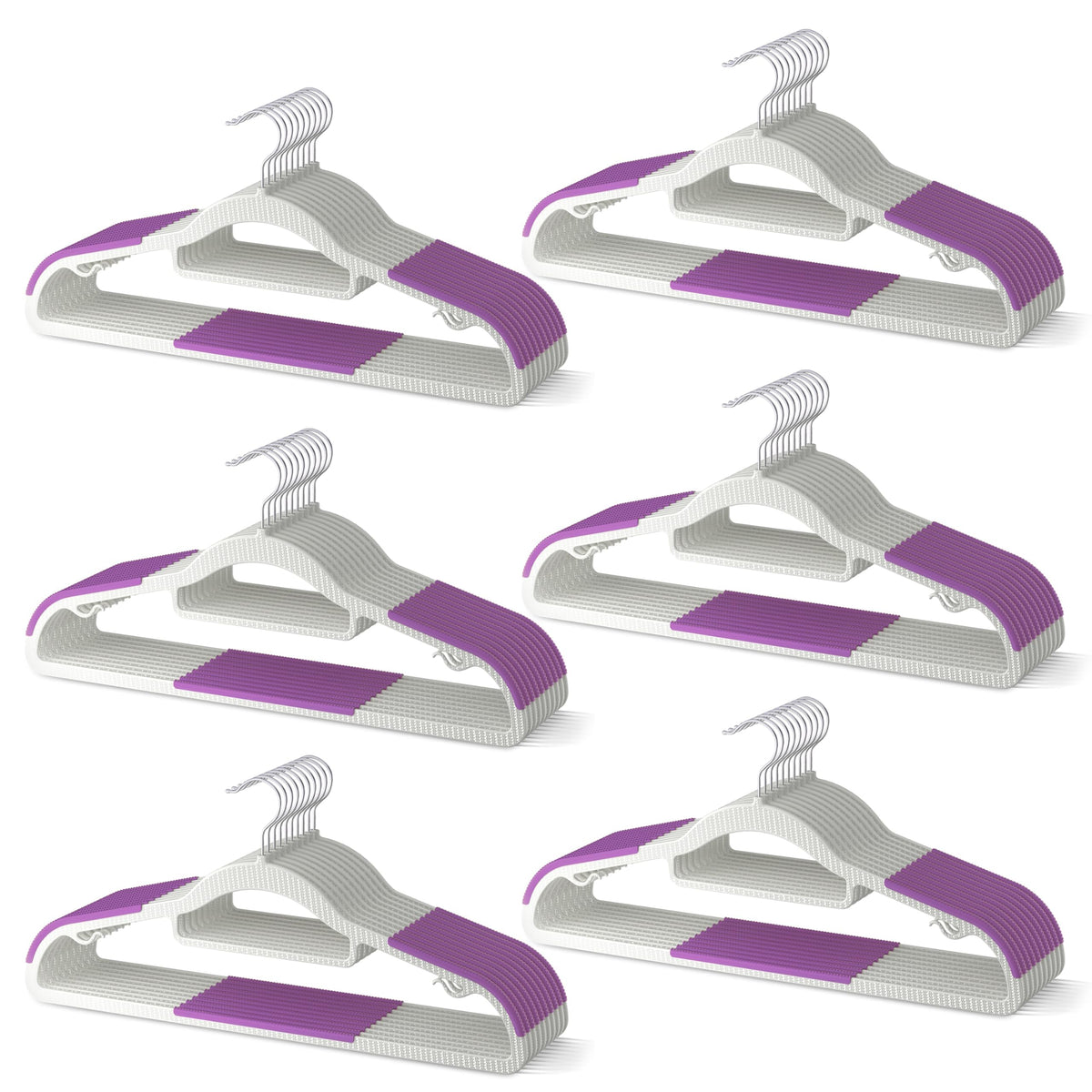 60 Pack Heavy Duty Plastic Hangers, Non Slip Clothes Hangers with Rubber Pads and 360° Hook - Thin Space Saving Hanger, Closet Organizer for Shirt, Pants, Suit, Skirt,Coat - Gray