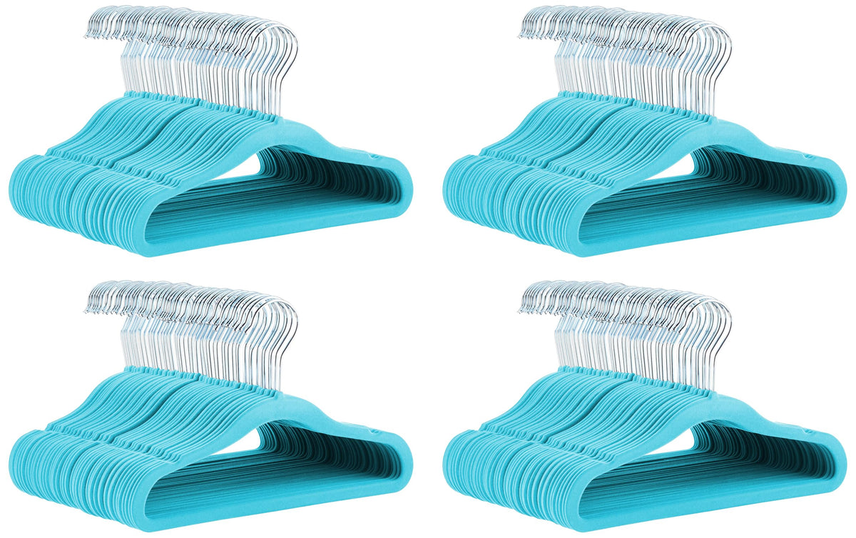 Amazon Basics Kids Velvet Non-Slip Space Saving Clothes Hangers with Shoulder Notches, Sturdy Closet Organizer for Baby/Toddler, 11.6", Gray, 30-Pack