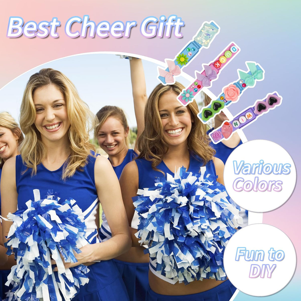 Fayoo 100 Set DIY Wooden Cheer Pins Kit, Spirit Clips for Backpack