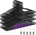 40Pack Metal Hangers+5 Clothes Pins, Heavy Duty Black Metal Hangers