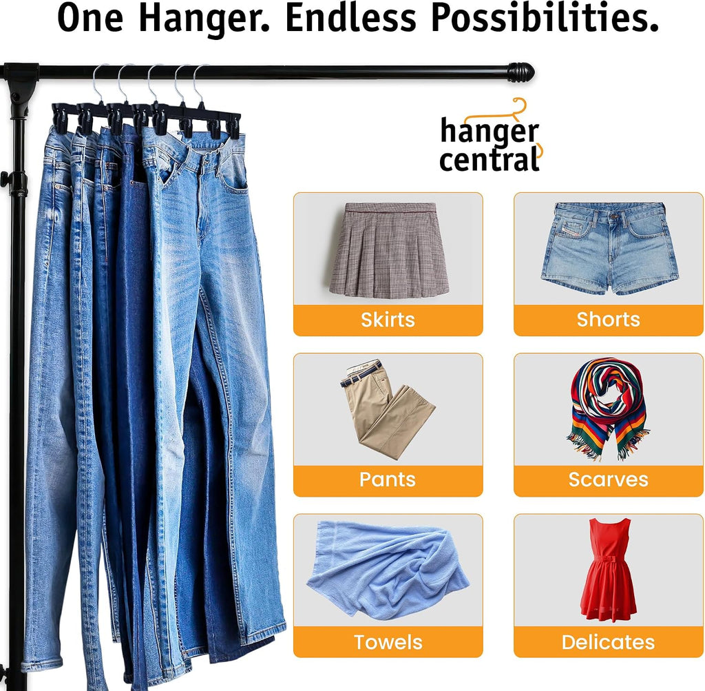 12 inch 30 Pack Pants Hangers Slim Plastic Black