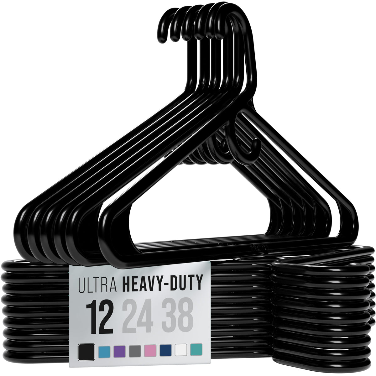 NEATERIZE Thick Heavy Duty Hangers - White Plastic Clothes Hangers 12 Pack - Great for Coat Hanger, Jackets Jeans & Suit Hanger for Closet - New Apartment Essentials Percheros Ganchos para Colgar Ropa