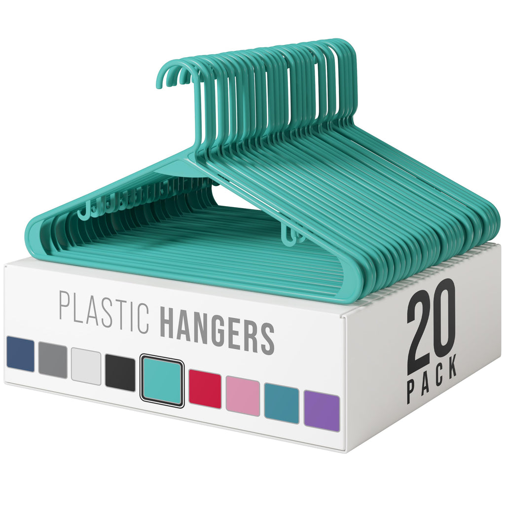 Plastic Hangers 20 Pack White - Clothes Hangers - Makes The Perfect Coat Hanger and General Space Saving Hangers for Closet and New Apartment Essentials - Percheros Ganchos para Colgar Ropa Hangars