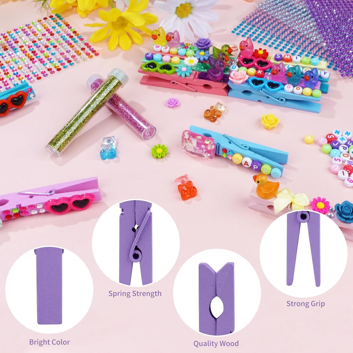 Fayoo 100 Set DIY Wooden Cheer Pins Kit, Spirit Clips for Backpack