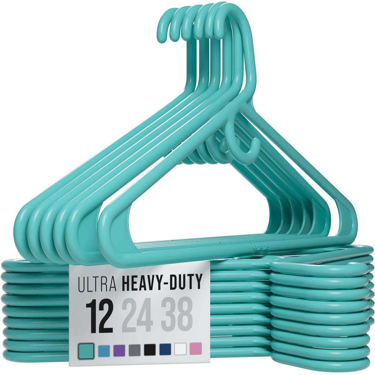 NEATERIZE Thick Heavy Duty Hangers - White Plastic Clothes Hangers 24 Pack - Great for Coat Hanger, Jackets Jeans & Suit Hanger for Closet - New Apartment Essentials Percheros Ganchos para Colgar Ropa