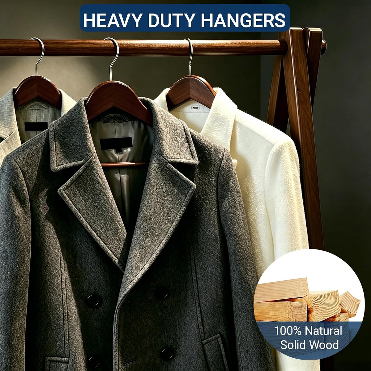 Amber Home 30 Pack Retro Wooden Coat Hangers, Wood Suit Hangers