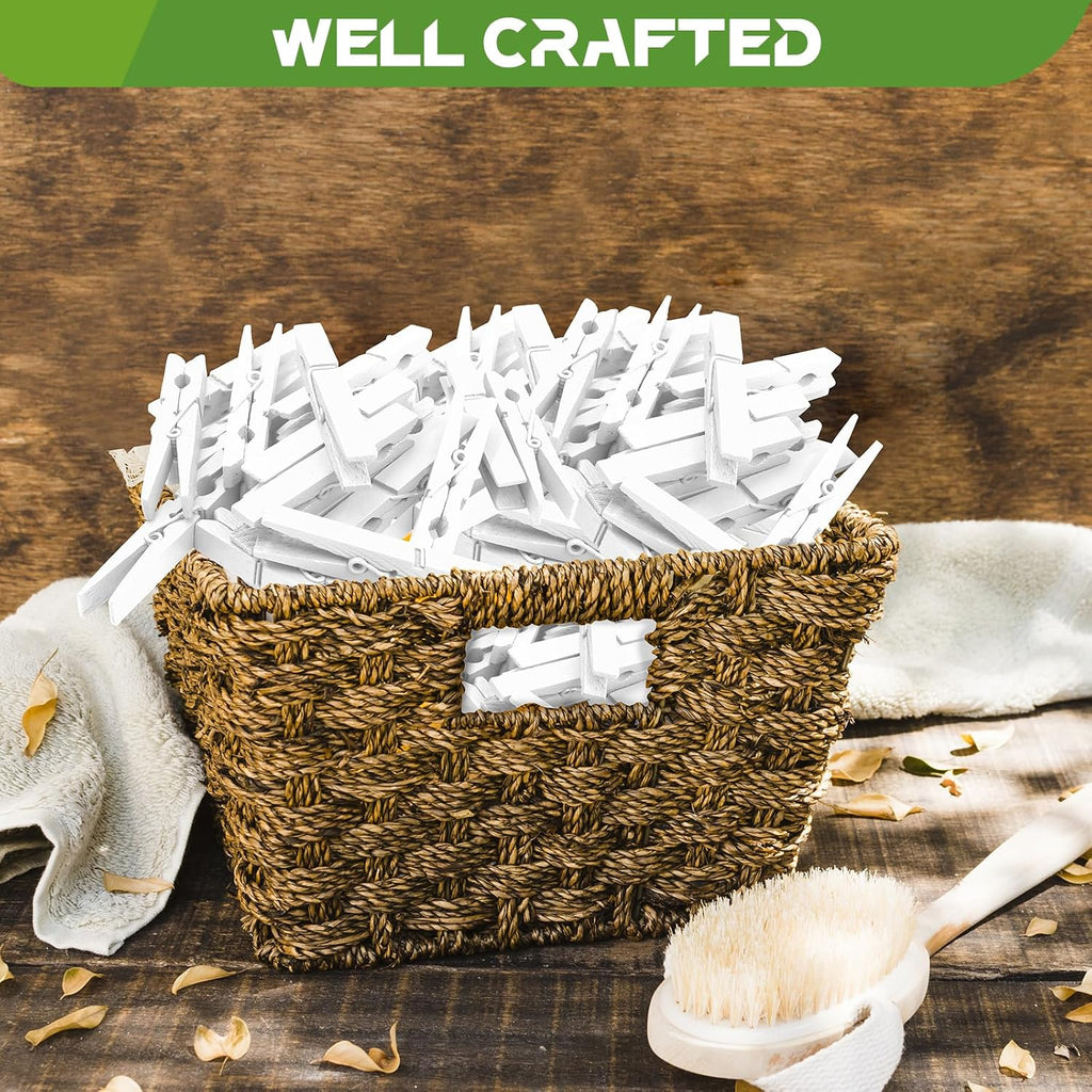 100 Pcs White Clothes pins - 2.9 Inch Wooden Clothespins Cheer Clips