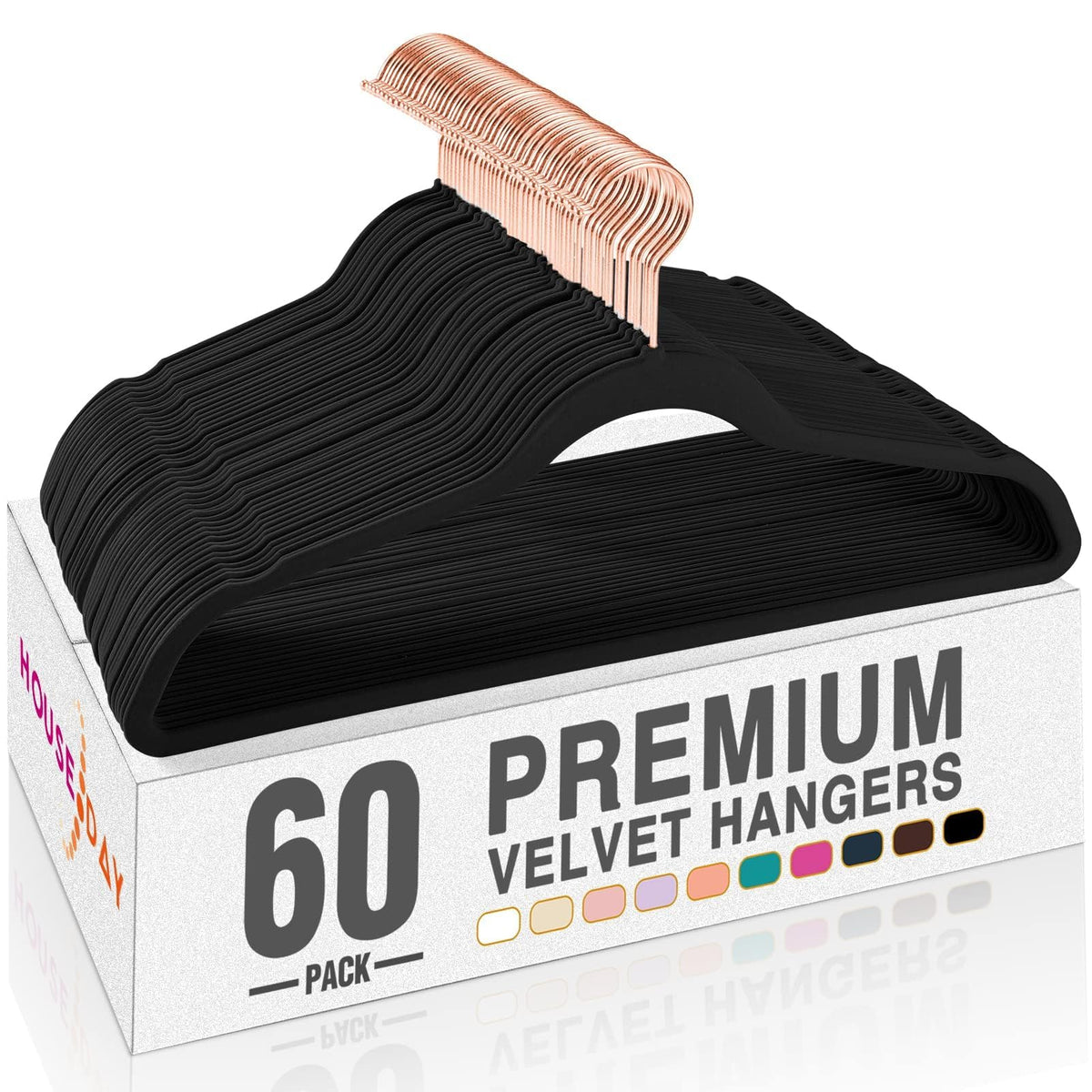 HOUSE DAY Pink Velvet Hangers 60 Pack, Premium Non-Slip Felt Clothes Hanger