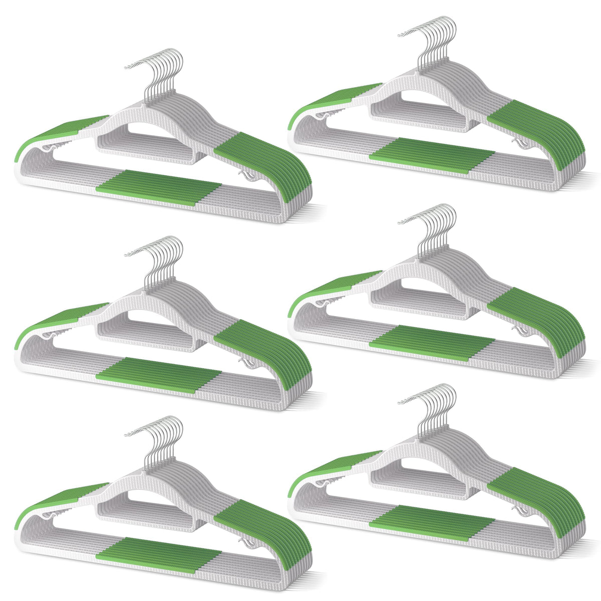 60 Pack Heavy Duty Plastic Hangers, Non Slip Clothes Hangers with Rubber Pads and 360° Hook - Thin Space Saving Hanger, Closet Organizer for Shirt, Pants, Suit, Skirt,Coat - Gray