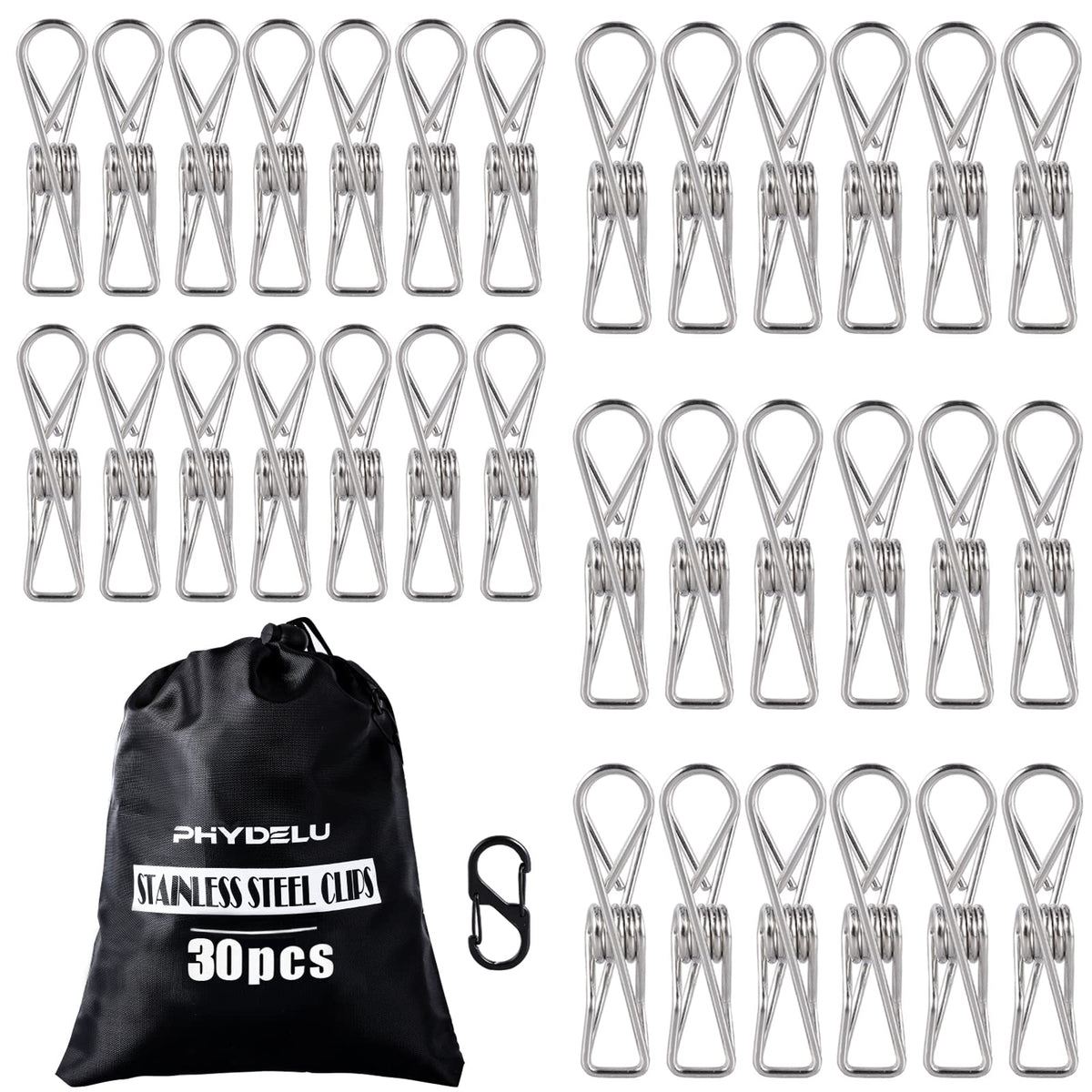 50 PCS Clothes Pins Heavy Duty Outdoor Metal Clothespins Laundry Bag Clips
