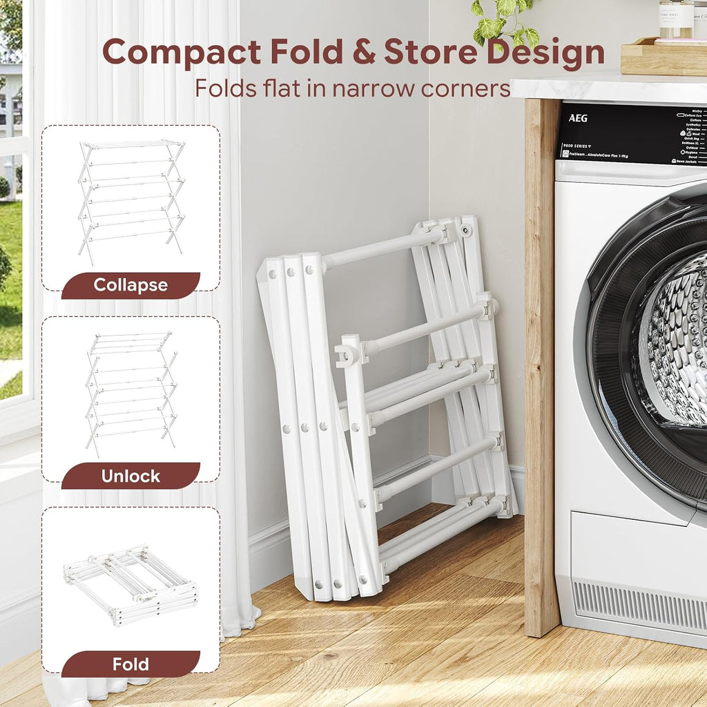Simple Trending Drying Rack Clothing, 3-Tier Clothes Drying Rack, White