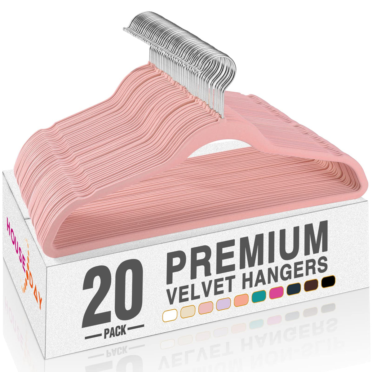HOUSE DAY Black Velvet Hangers 60 Pack, Premium Non Slip Clothes Hangers