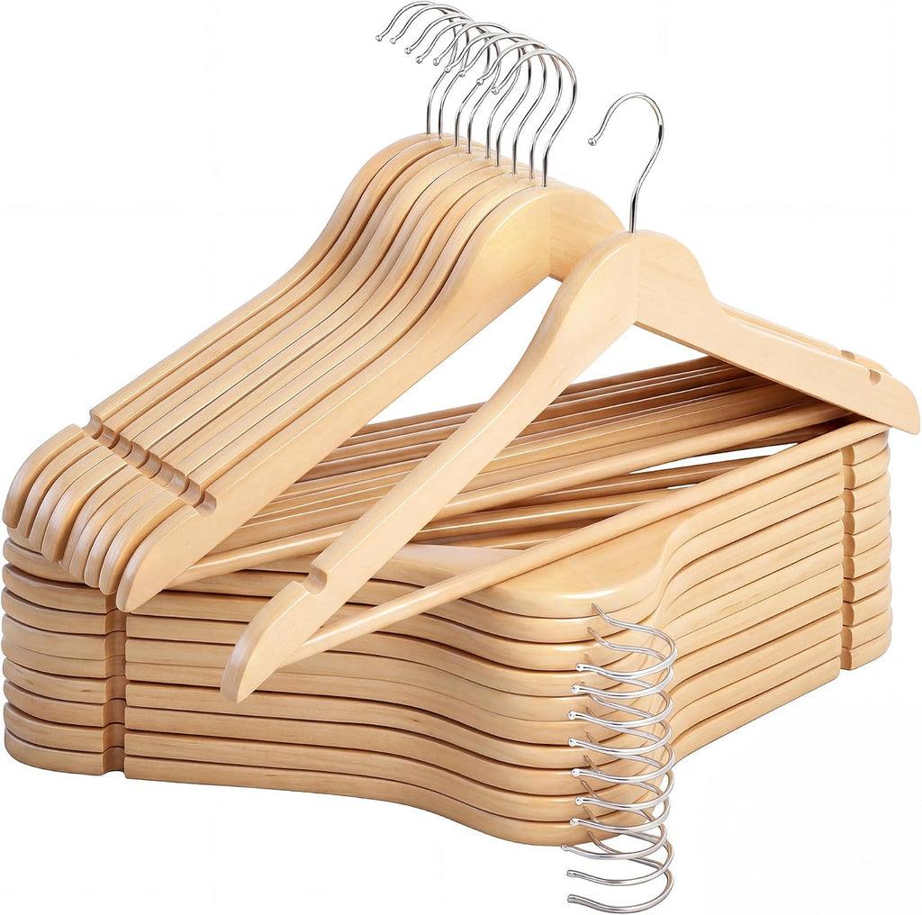StorageWorks Wooden Coat Hangers, 20 Pack Wood Clothes Hanger for Closet