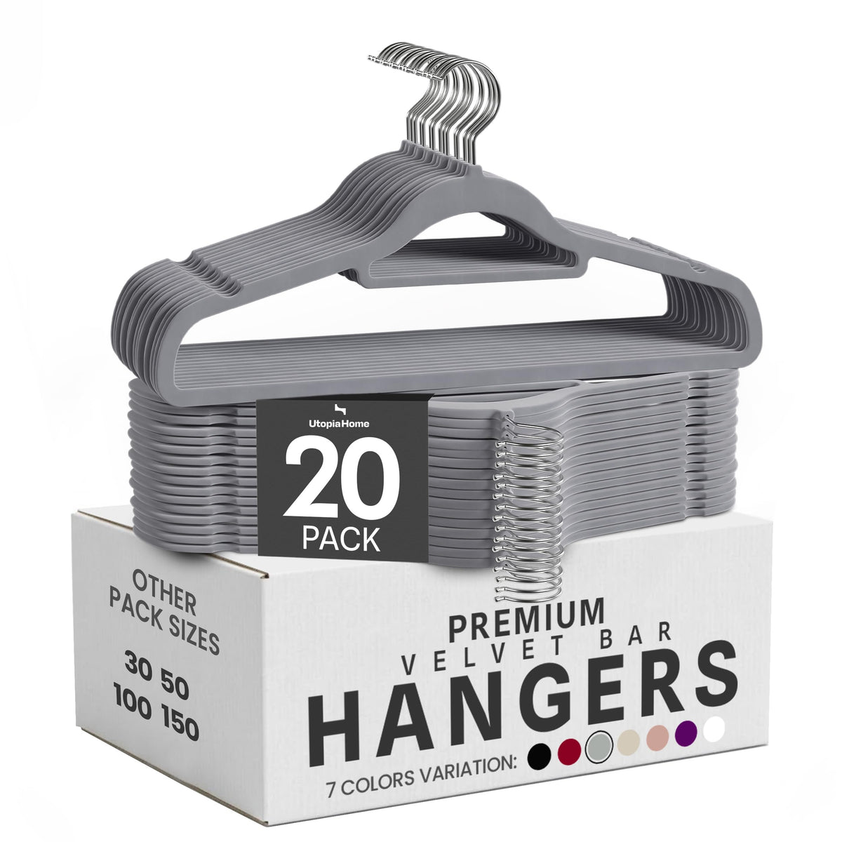 Utopia Home Velvet Hangers 100 Pack – Premium Hangers with Tie Bar - Black