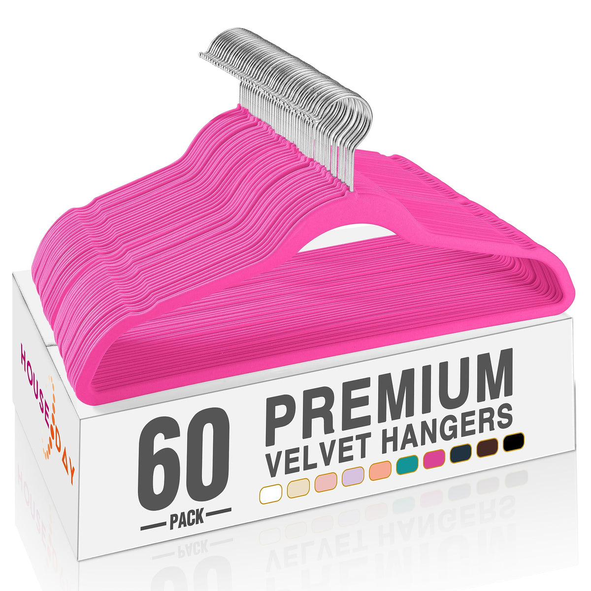 HOUSE DAY Black Velvet Hangers 60 Pack, Premium Non Slip Clothes Hangers