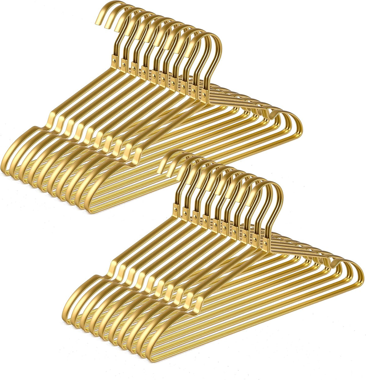 Amber Home 20 Pack Premium Matte Gold Aluminum Coat Hangers, 16.5” Extra Smooth & Durable Metal Shirt Dress Hanger, Light & Sturdy Metal Rack for Jacket Trouser Pant Slack