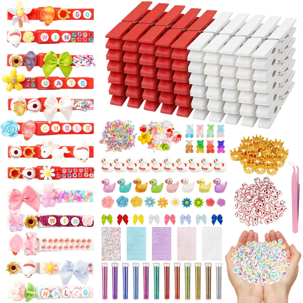 Fayoo 100 Set DIY Wooden Cheer Pins Kit, Spirit Clips for Backpack