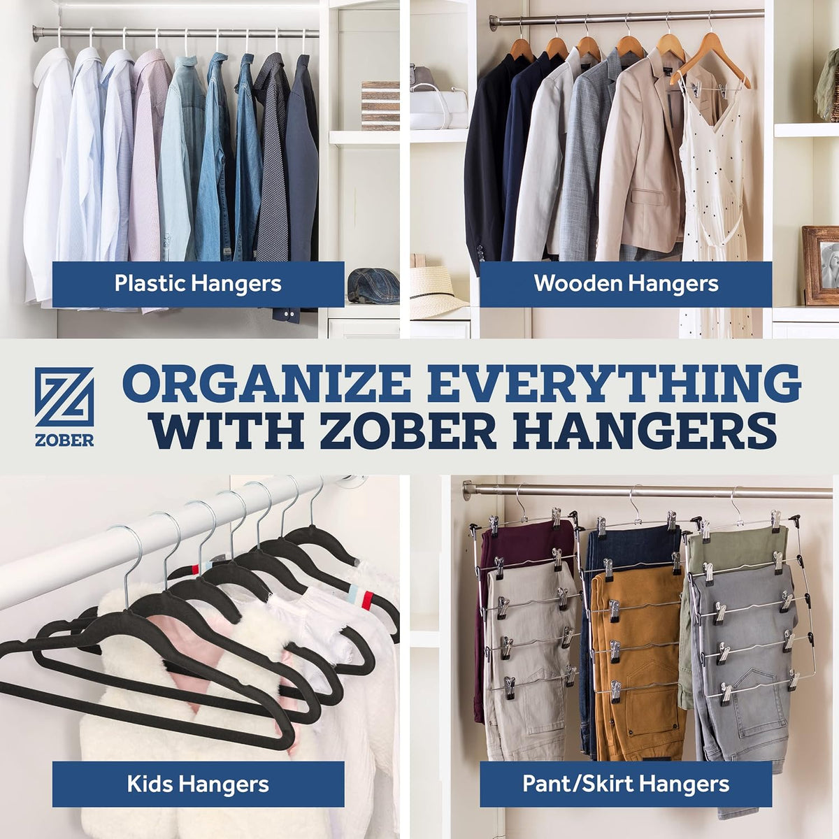 Clothes Hangers - White, Plastic Hangers 50 Pack for Shirts, Dresses, and Pants - Durable, Flexible Plastic Clothing Hangers