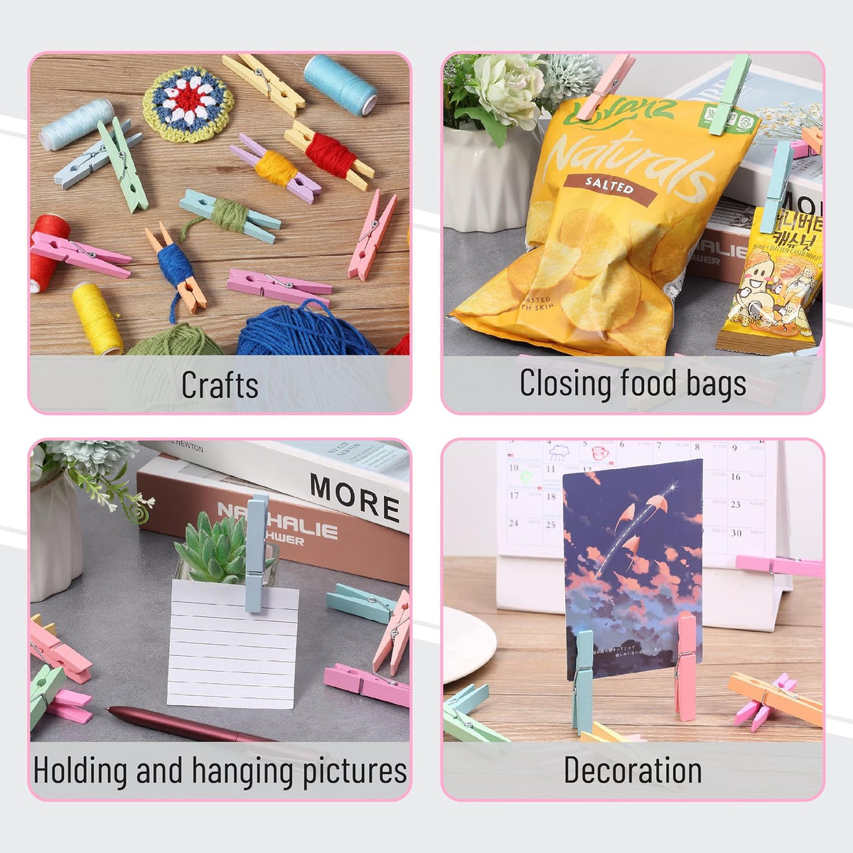 Mr. Pen- Large Wooden Clothes Pins, 2.9 Inch, 50 Pack, Natural Wood Clips for Crafts, Classroom Projects, Hanging Photos, Chip Bags, Decoration, Rust Resistant Spring