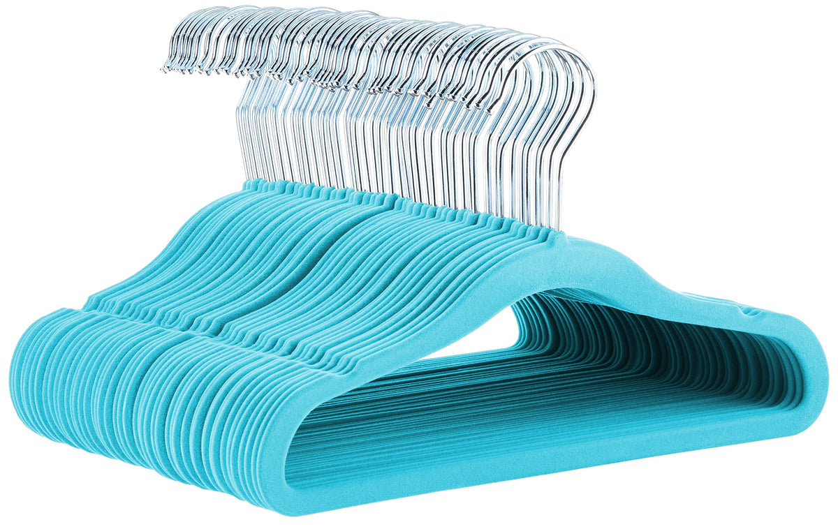 Amazon Basics Kids Velvet Non-Slip Space Saving Clothes Hangers with Shoulder Notches, Sturdy Closet Organizer for Baby/Toddler, 11.6", Gray, 30-Pack